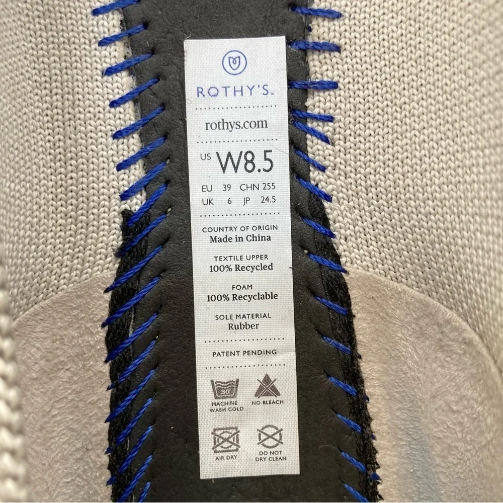 Rothy's The Point Flats in Flax Birdseye Grey, Size 8.5, EUC